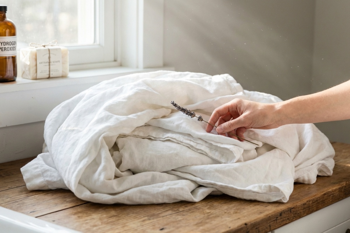 Nanošenje smese na belu odeću radi uklanjanja fleka