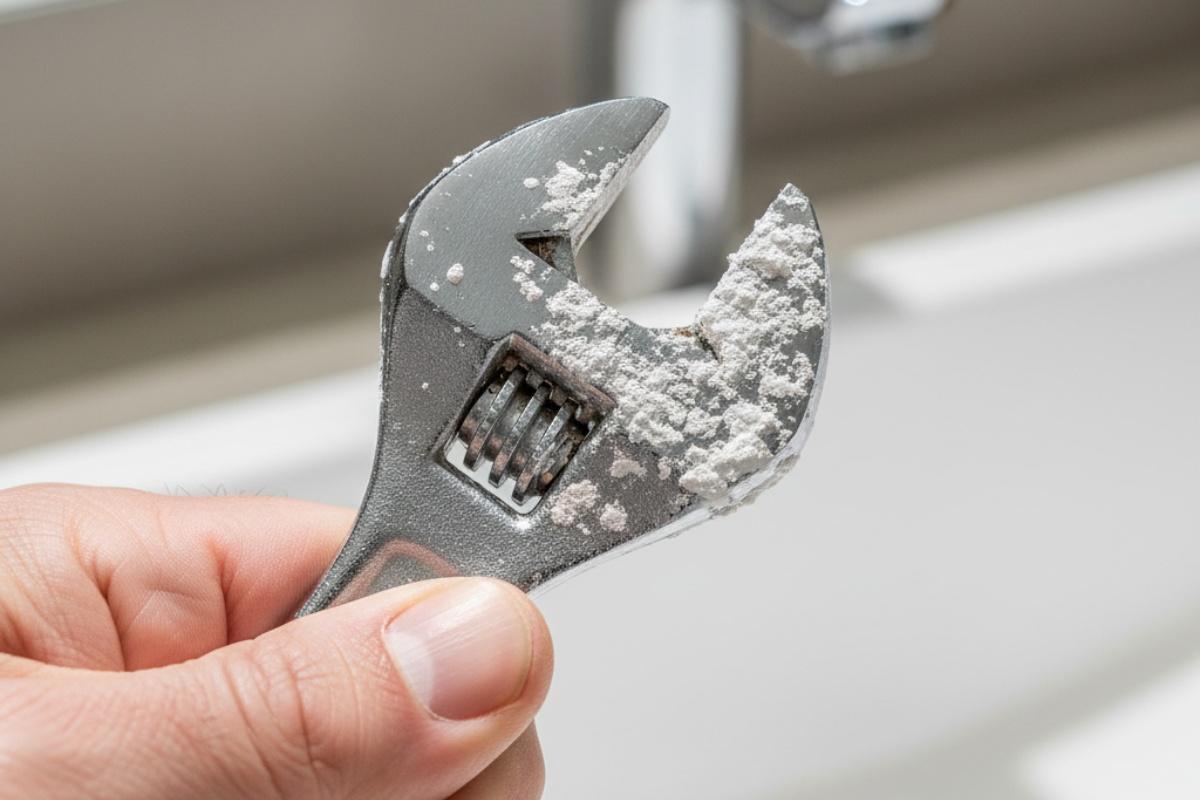 Čišćenje kamenca sa slavine u kupatilu