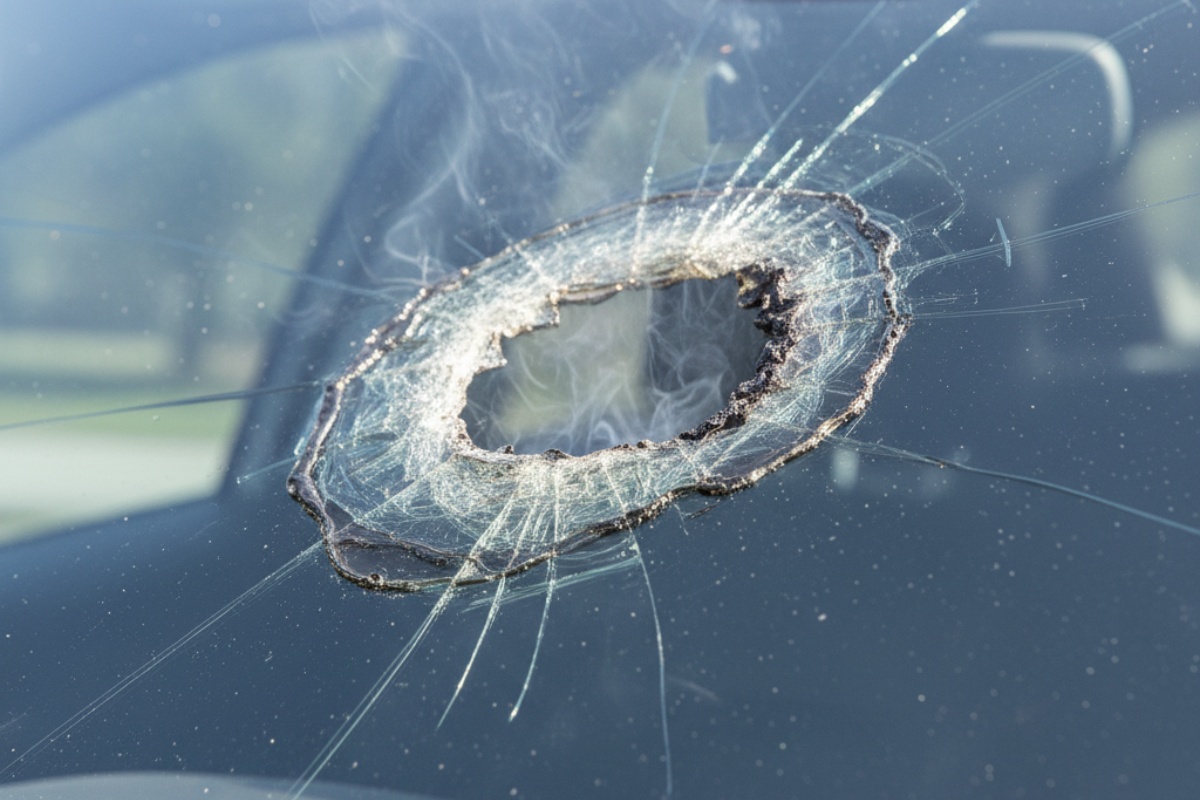 Oštećeno staklo Tesle nakon udara iz svemira