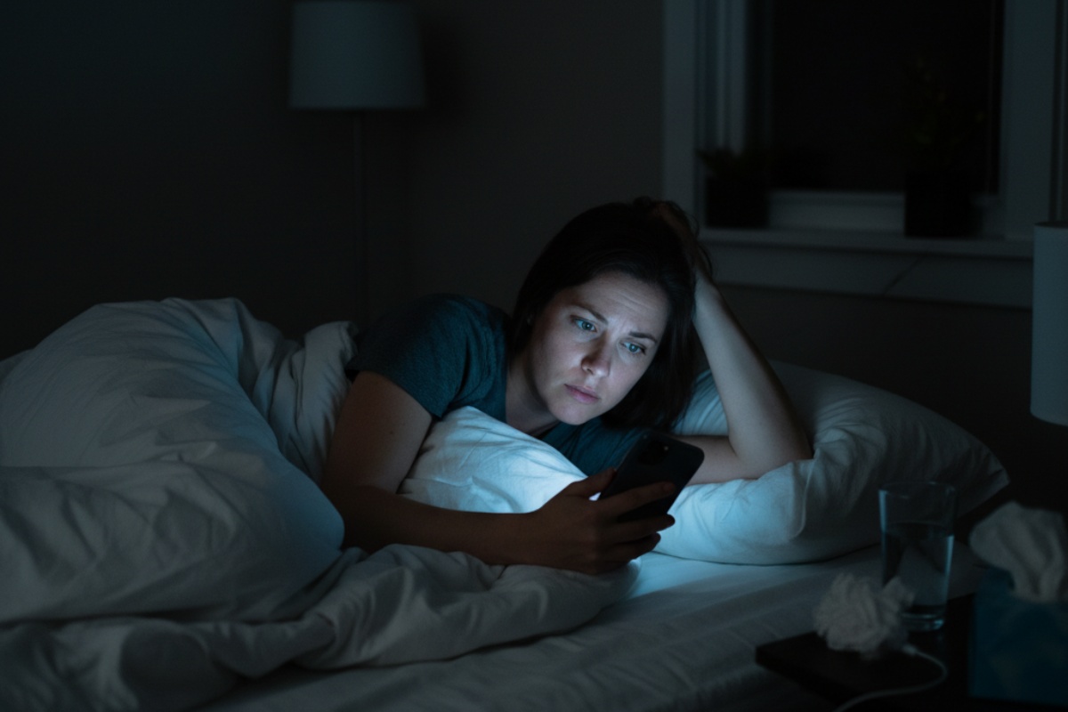 Žena vežba jogu pre spavanja za bolji odmor