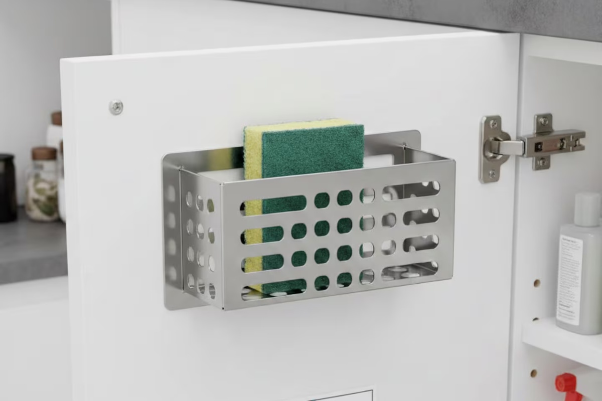 Skriveni držač za kuhinjski sunđer unutar ormarića
