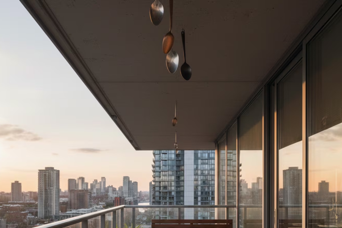 Metalne kašike kao zaštita na balkonu