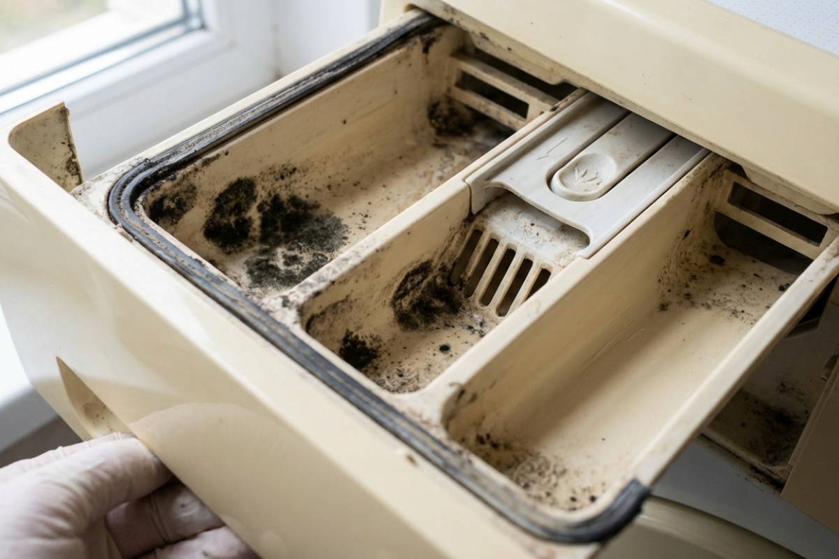 Crna buđ u posudi za prašak veš mašine