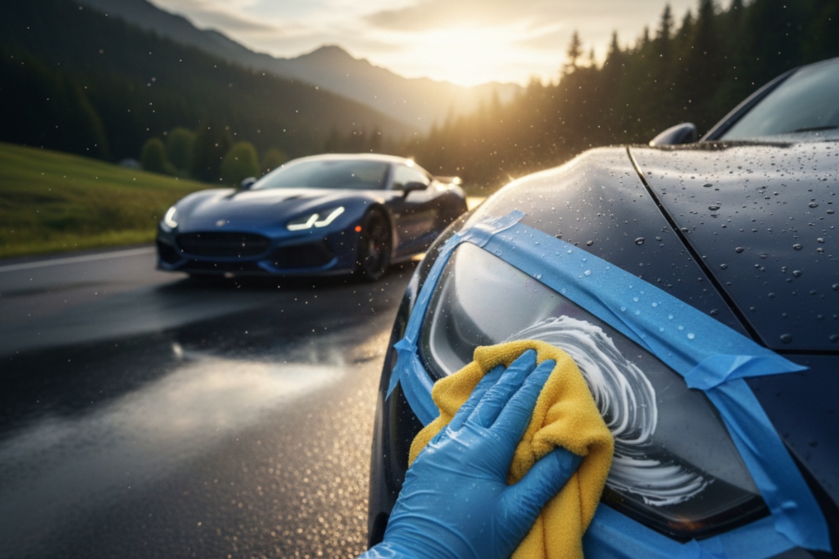 Postupak čišćenja farova automobila