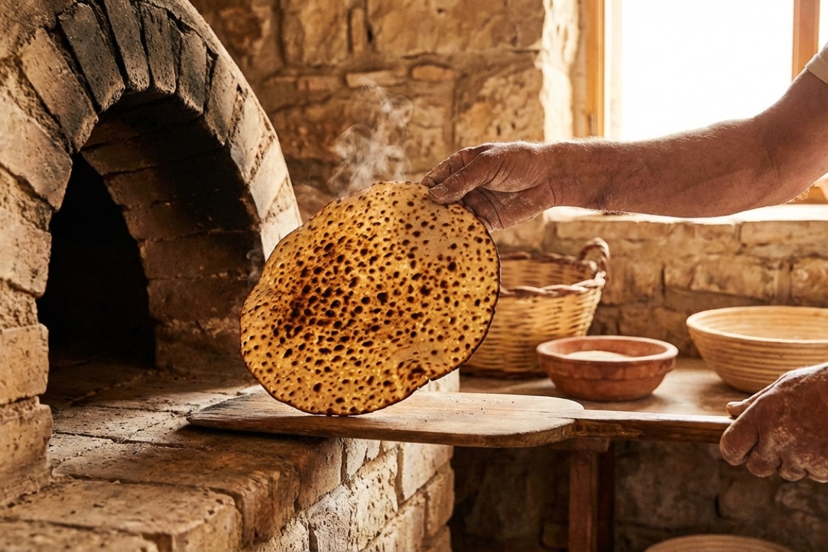 Pečeni beskvasni hleb spreman za serviranje