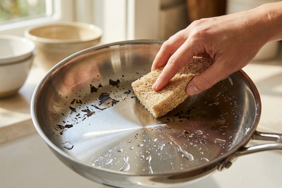 Sjajan i čist tiganj nakon primene domaće mešavine