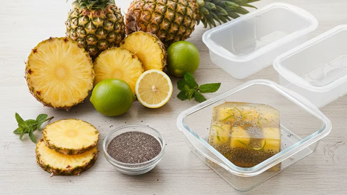 Želatina od ananasa, limuna i chia sjemenki, lagani i osvježavajući desert