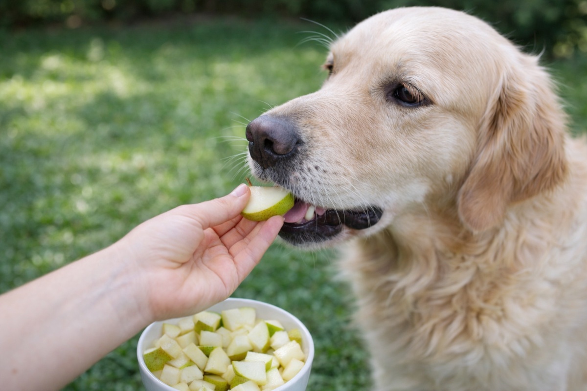Davanje kruške psu: zašto se preporučuje i koliko često je ponuditi