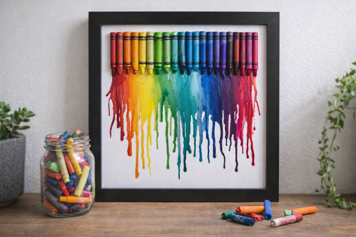 Ne bacajte ih: kako reciklirati stare voštane boje i pretvoriti ih u dekorativnu sliku