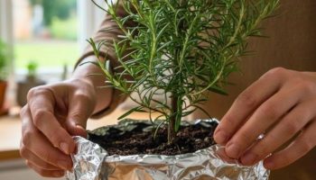 Postavljanje aluminijumske folije na biljku ruzmarina: zašto se preporučuje i čemu služi