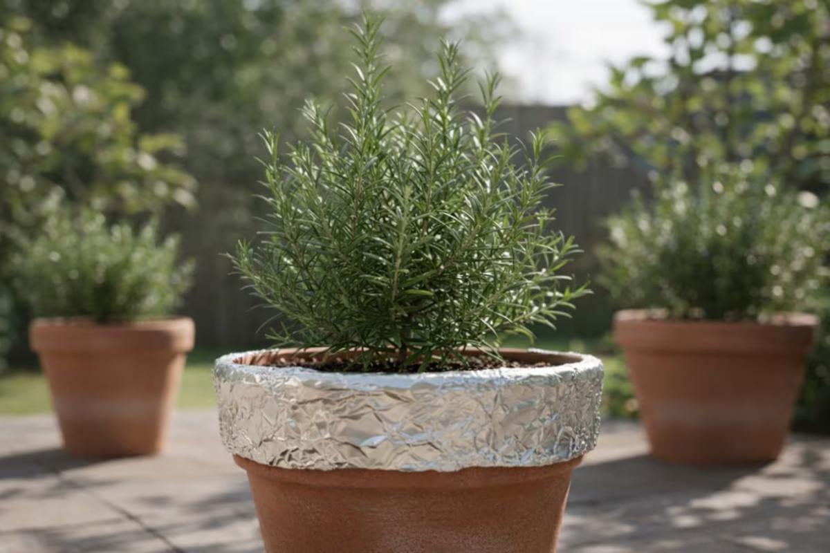 Stavljanje aluminijumske folije u saksiju sa ruzmarinom: čemu služi i kako se primenjuje