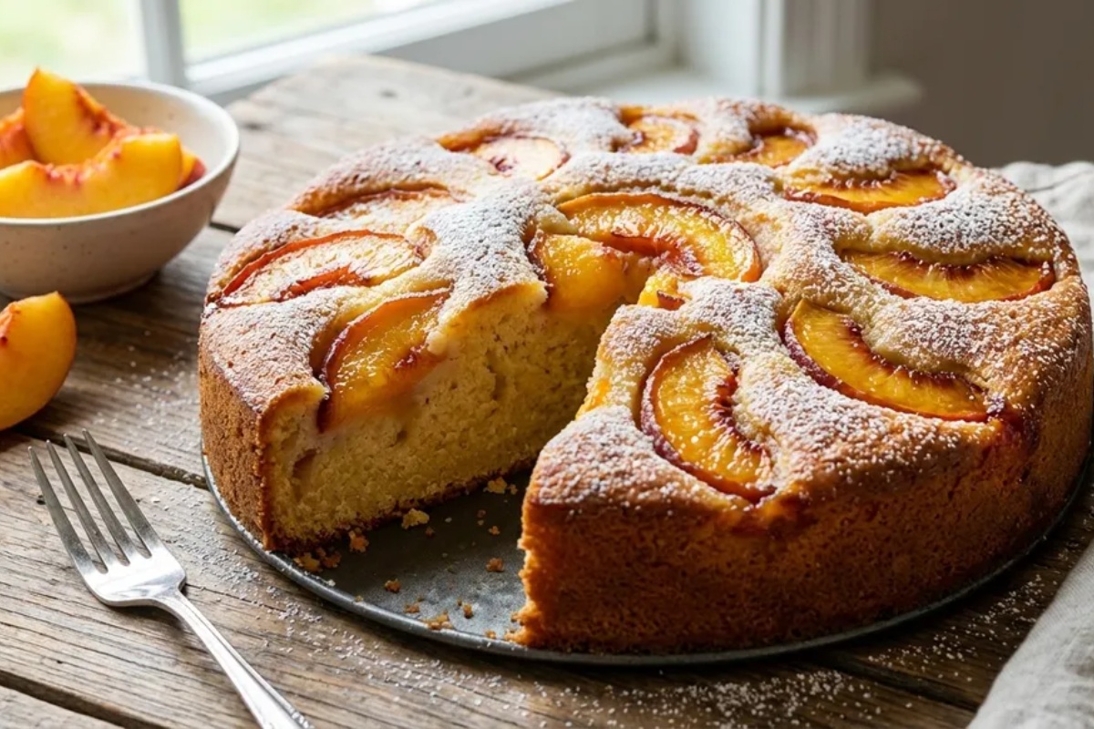 Jednostavna torta sa breskvama, preukusna i bez mešenja