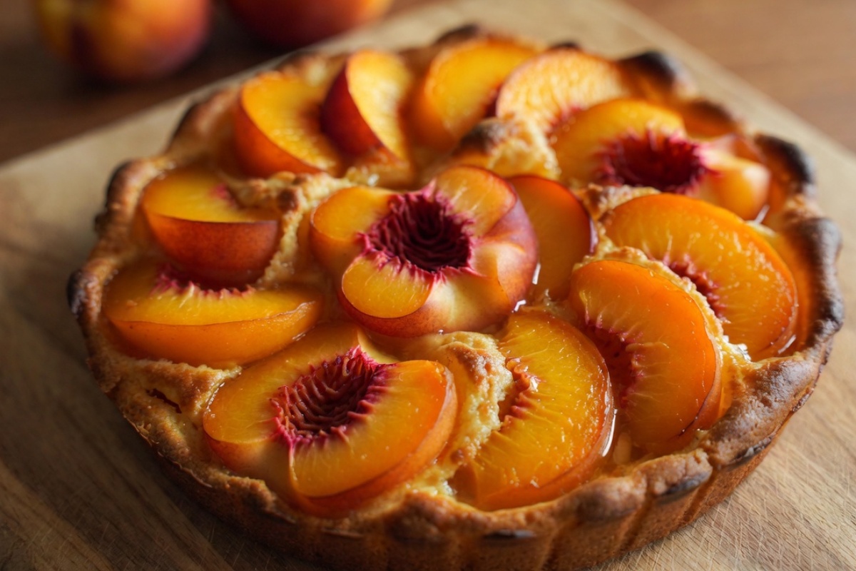 Jednostavna torta sa breskvama, preukusna i bez mešenja – image 1