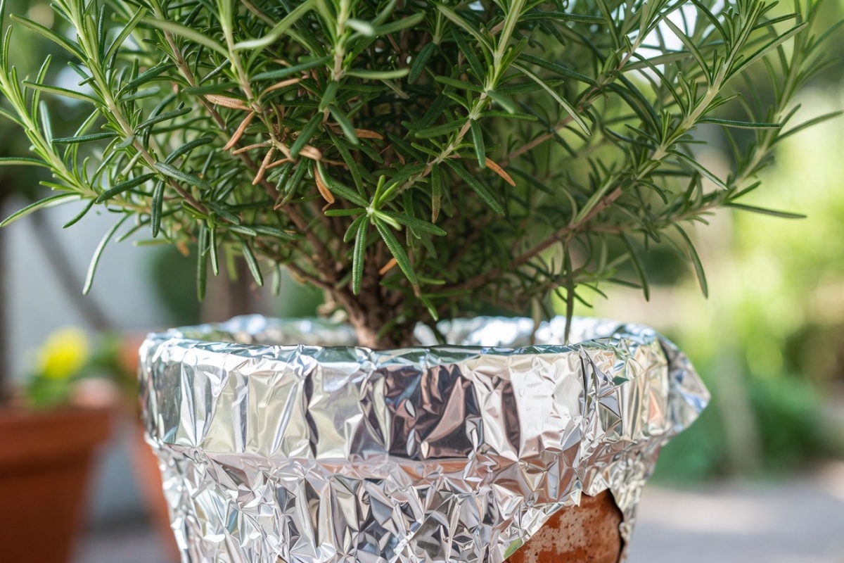 Stavljanje aluminijumske folije u saksiju sa ruzmarinom: čemu služi i kako se primenjuje – image 2
