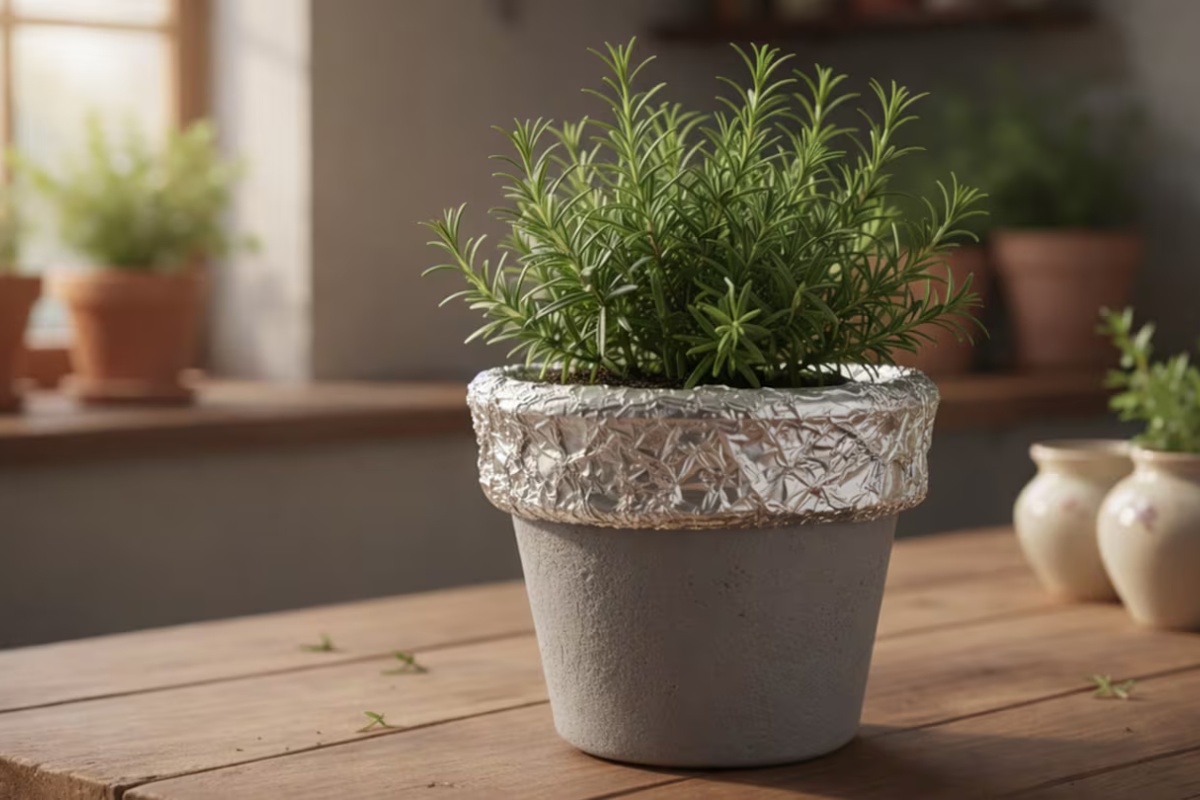 Stavljanje aluminijumske folije u saksiju sa ruzmarinom: čemu služi i kako se primenjuje – image 3