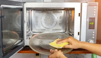 Zwei Zutaten und fertig. Die Mikrowelle strahlt endlich wieder