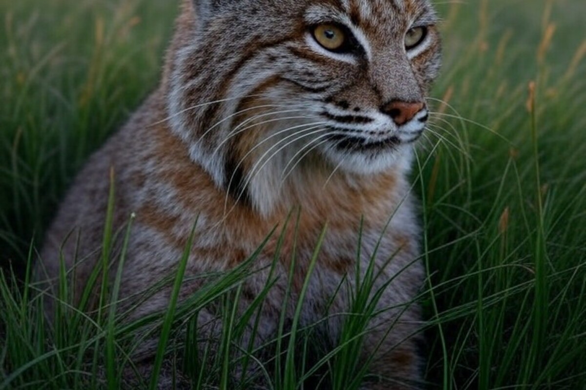 Divlja mačka u travi