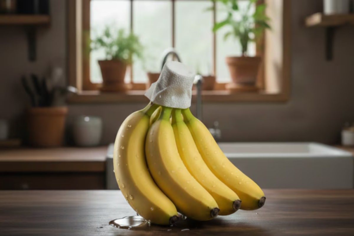 Prekrivanje peteljke banana vlažnim papirnim ubrusom: čemu služi i koje su prednosti