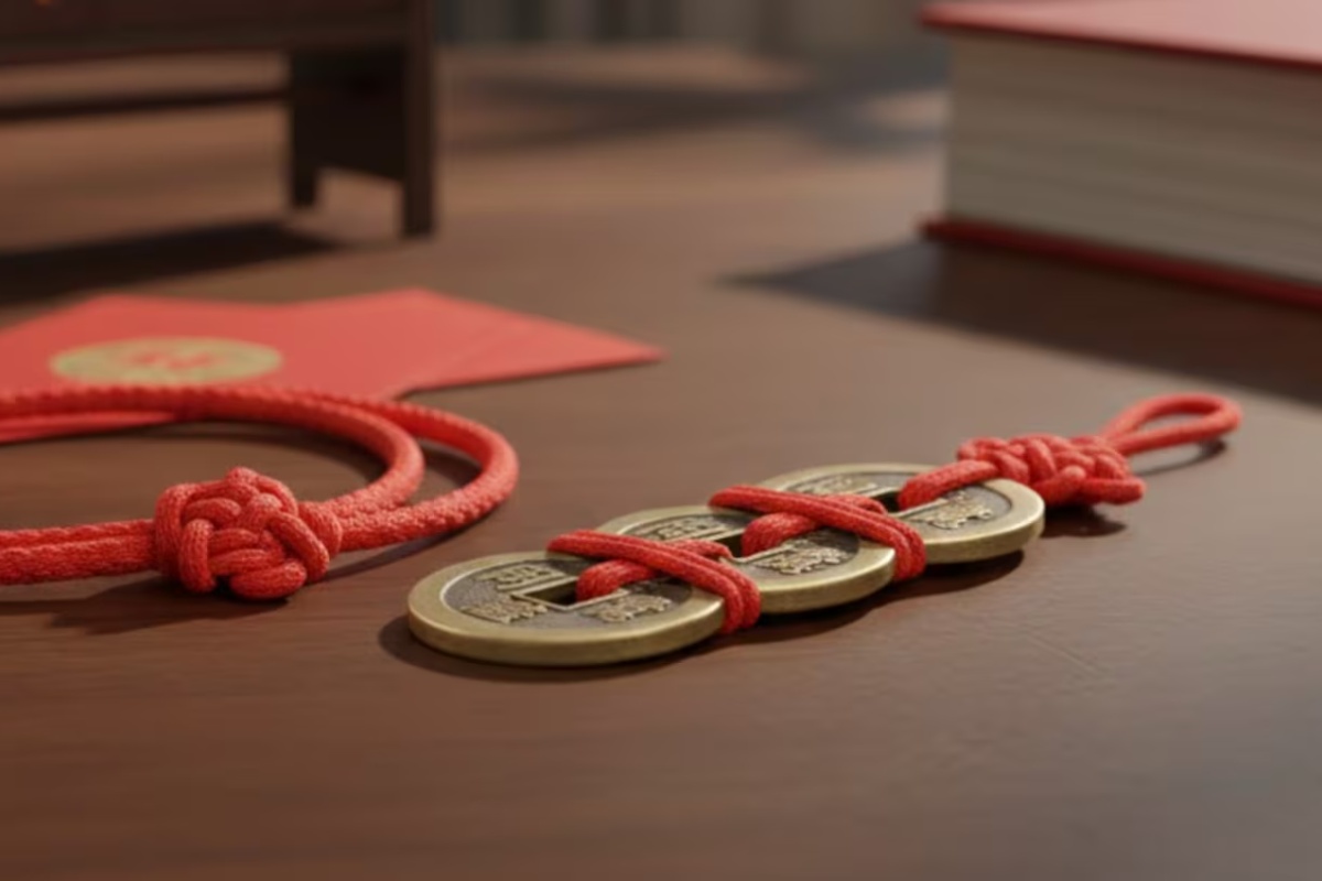 Postavljanje tri novčića vezana crvenim koncem: čemu služe prema Feng Shui-u