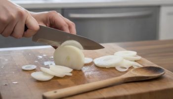 Stavljanje drvene kašike na dasku pri sečenju luka: koje su prednosti
