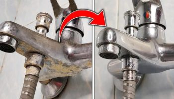 Naneste prostriedok na kohútik. Vodný kameň sa odlupuje po kúskoch.