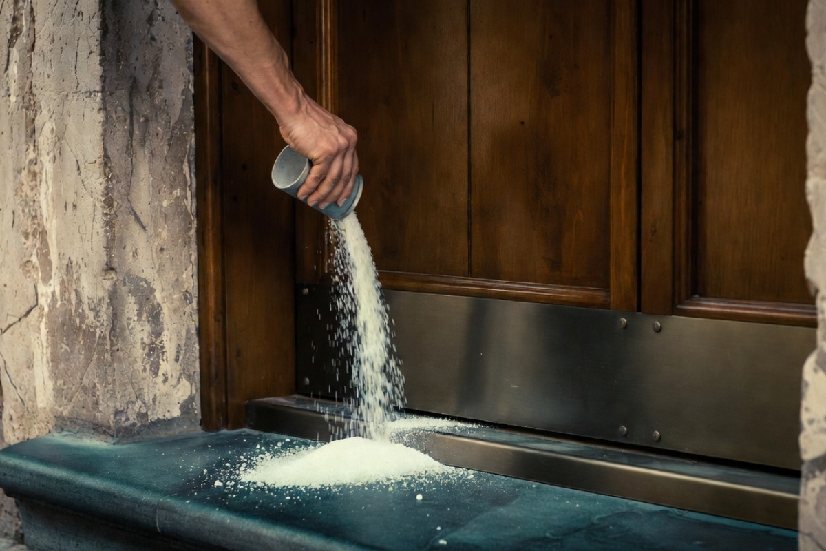 Prosipanje vode sa krupnom solju ispred ulaznih vrata: zašto se preporučuje i čemu služi – image 1