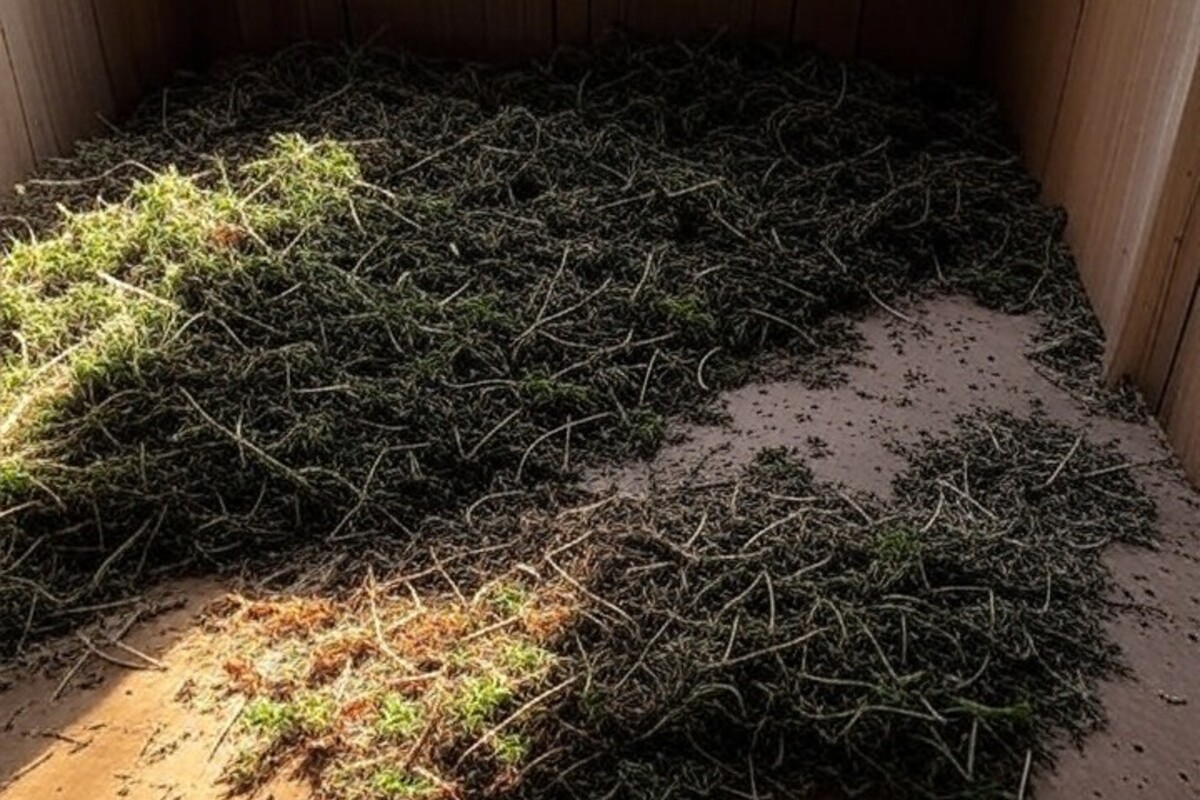 Unutrašnjost kokošinjca sa biljem